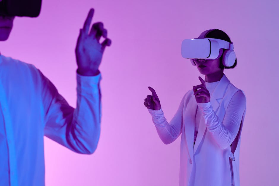 An image of a person wearing a VR headset, immersed in a virtual world.